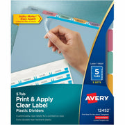 Avery Print & Apply Translucent Dividers, 25 Dividers, 5 Multicolor Print-on Tabs/Set, 8.5" x 11", 3-Hole Punched, Durable Plastic, 1 Pack