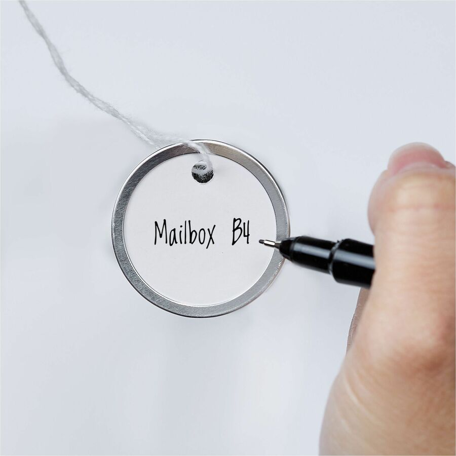 1.25" Diameter - Round - String Fastener - Metal, Card Stock - White - 500 / Box