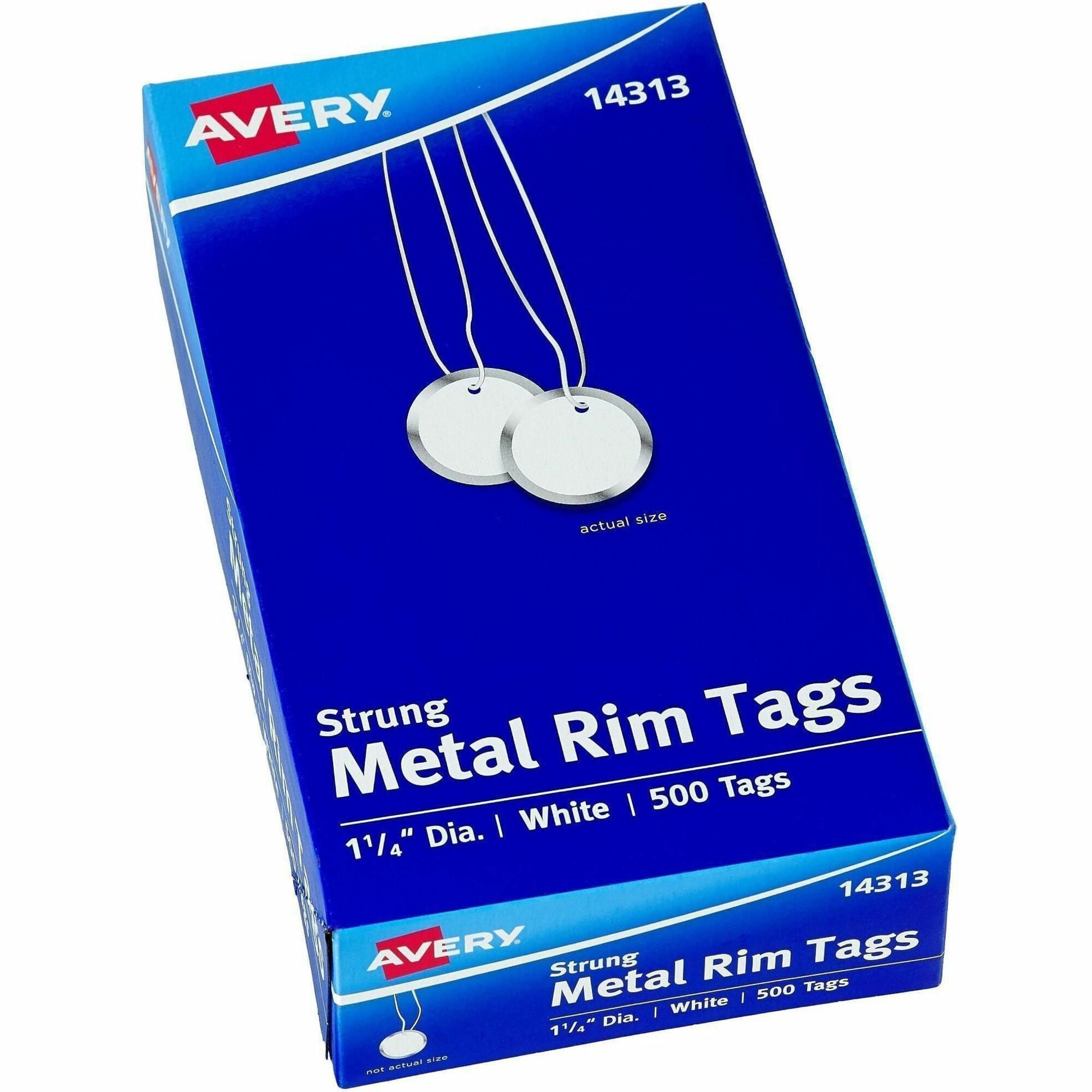 1.25" Diameter - Round - String Fastener - Metal, Card Stock - White - 500 / Box