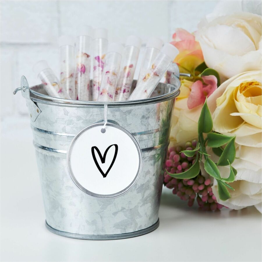 2.25" Diameter - Round - String Fastener - Metal, Card Stock - White - 500 / Box
