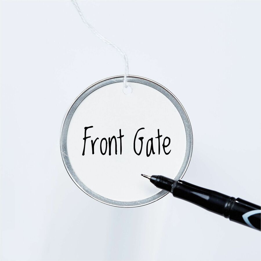 2.25" Diameter - Round - String Fastener - Metal, Card Stock - White - 500 / Box