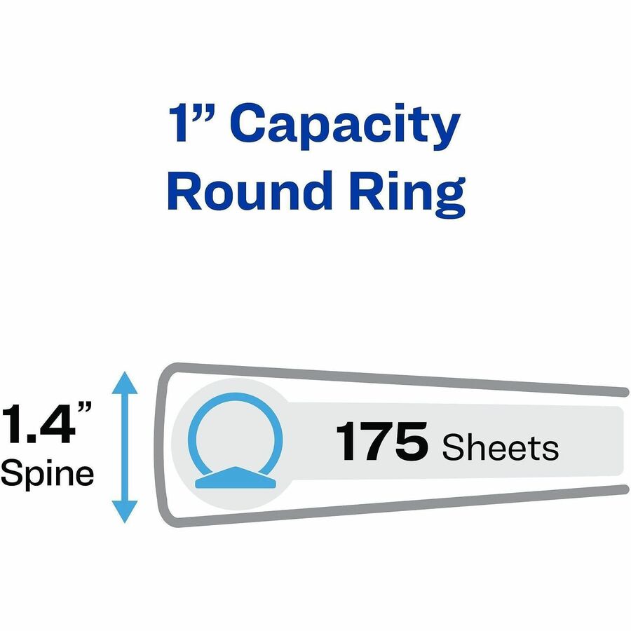Avery Hanging Storage Flexible Binder, 1" Capacity, 3 Round Rings, Letter Size (8.5" x 11"), Holds 175 Sheets, Vinyl, Red, Gap-Free Ring, Label Holder, Non-Stick, Locking Ring, Sturdy, Flexible, 1 Each