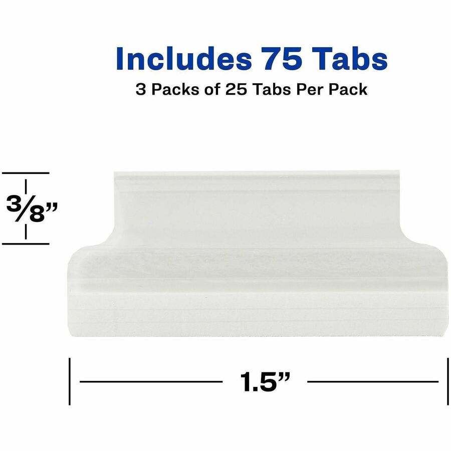 Avery&reg; Index Tabs with Printable Inserts - Print-on Tab(s) - 1.50" Tab Height - Self-adhesive, Permanent - Clear Plastic Tab(s) - 1 Pack