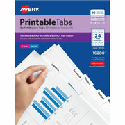 Avery&reg; Printable Repositionable Tabs - 96 Tab(s) - 1.25" Tab Width - Permanent - Paper Divider - White Paper Tab(s) - 96 / Pack