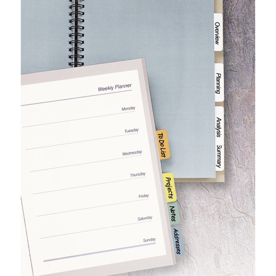 Avery&reg; Printable Repositionable Tabs - 96 Tab(s) - 1.25" Tab Width - Permanent - Paper Divider - Assorted Paper Tab(s) - 96 / Pack