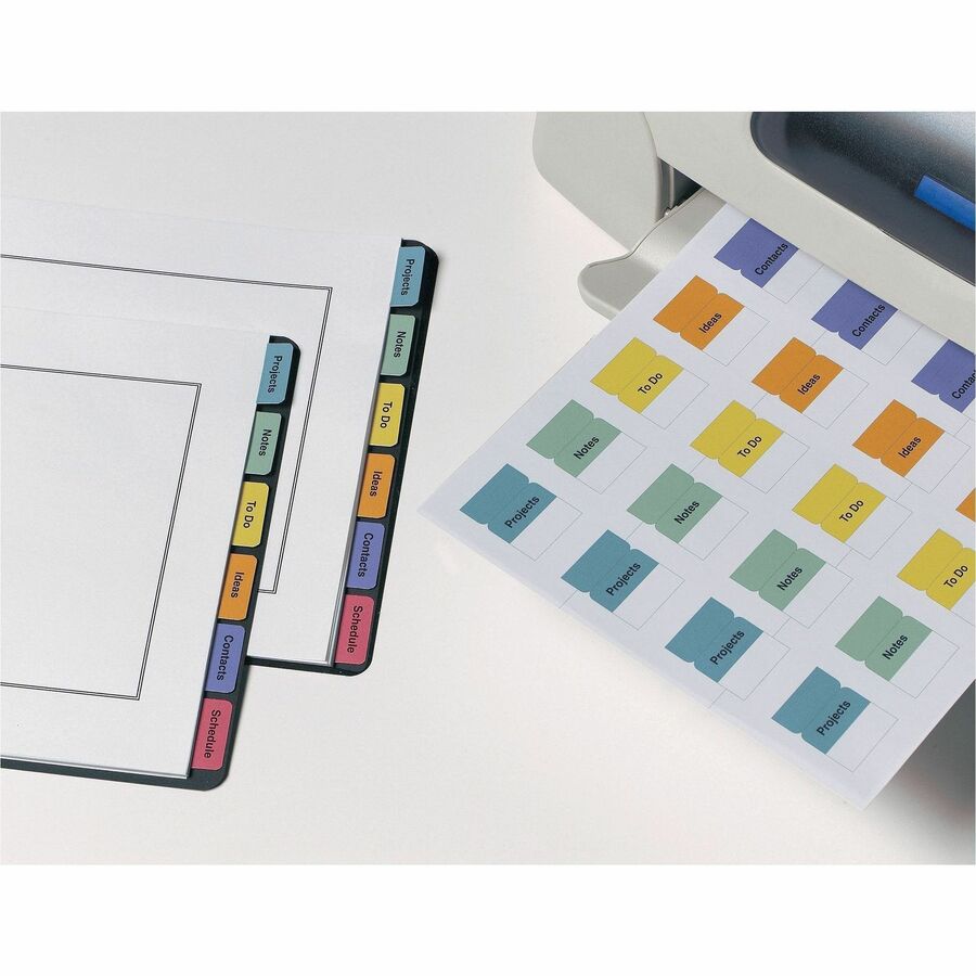 Avery&reg; Printable Repositionable Tabs - 96 Tab(s) - 1.25" Tab Width - Permanent - Paper Divider - Assorted Paper Tab(s) - 96 / Pack