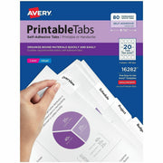 Avery&reg; Printable Repositionable Tabs - 80 Tab(s) - 1.75" Tab Width - Permanent - Paper Divider - White Paper Tab(s) - 80 / Pack