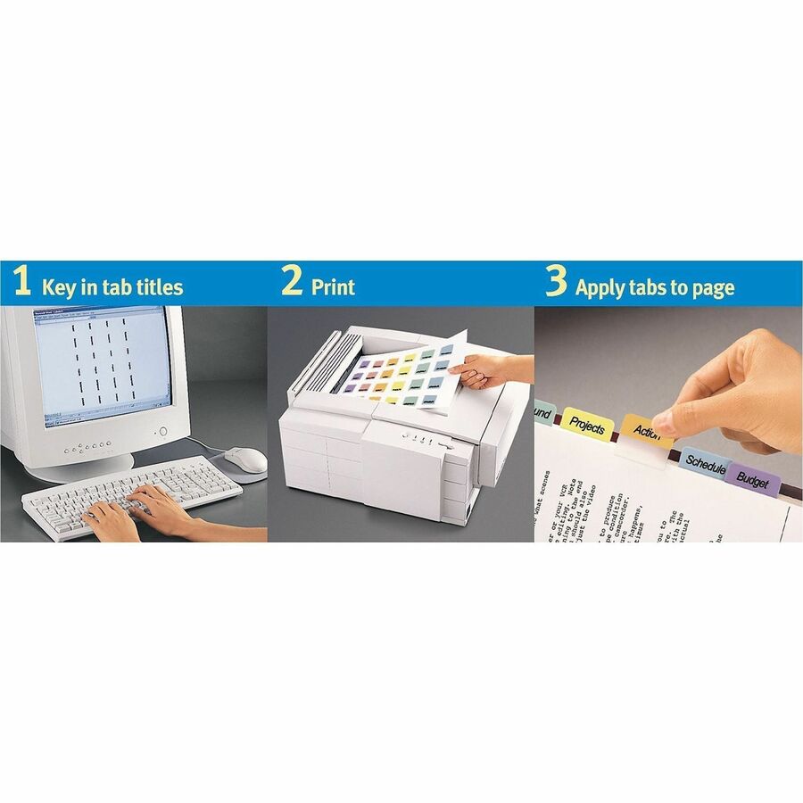 Avery&reg; Printable Repositionable Tabs - 80 Tab(s) - 1.75" Tab Width - Permanent - Paper Divider - Assorted Paper Tab(s) - 80 / Pack