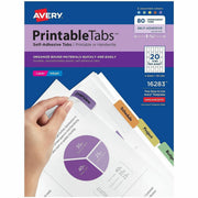 Avery&reg; Printable Repositionable Tabs - 80 Tab(s) - 1.75" Tab Width - Permanent - Paper Divider - Assorted Paper Tab(s) - 80 / Pack