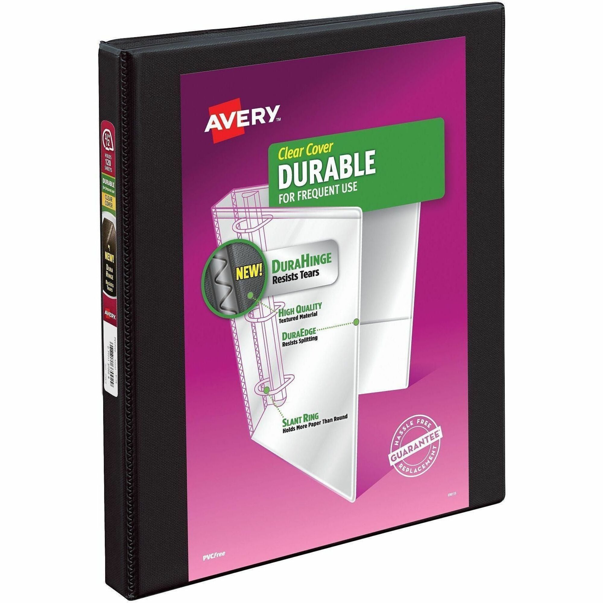 Avery Durable View 3 Ring Binder, 0.5" Slant Rings, 1 Black Binder