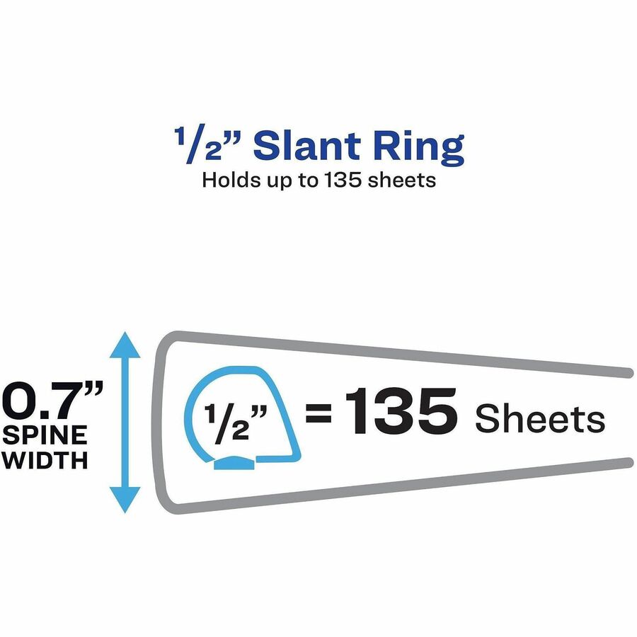 Avery Durable View 3 Ring Binder, 0.5" Slant Rings, 1 White Binder