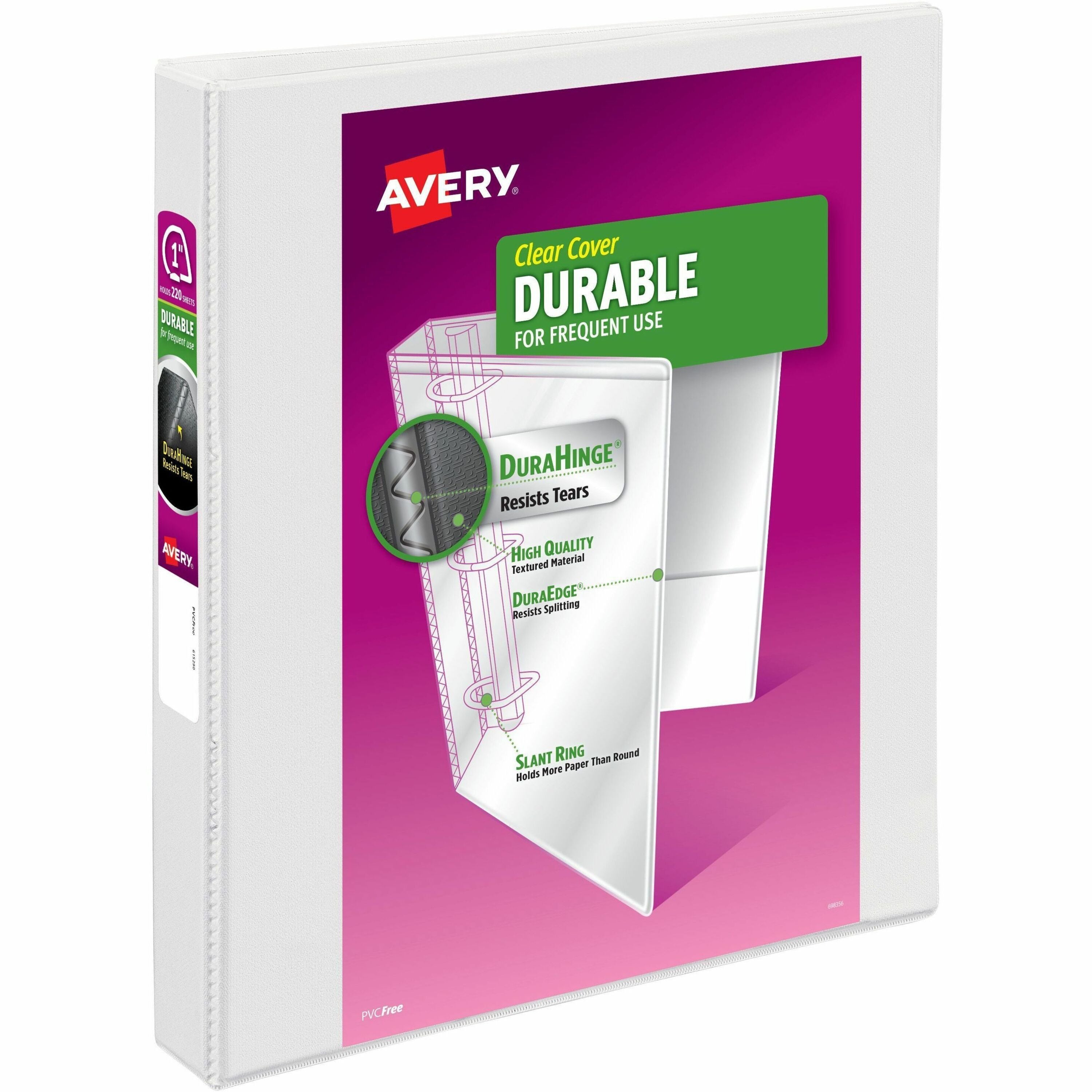 Avery&reg; Durable View 1" Binder, White Binder (17012)
