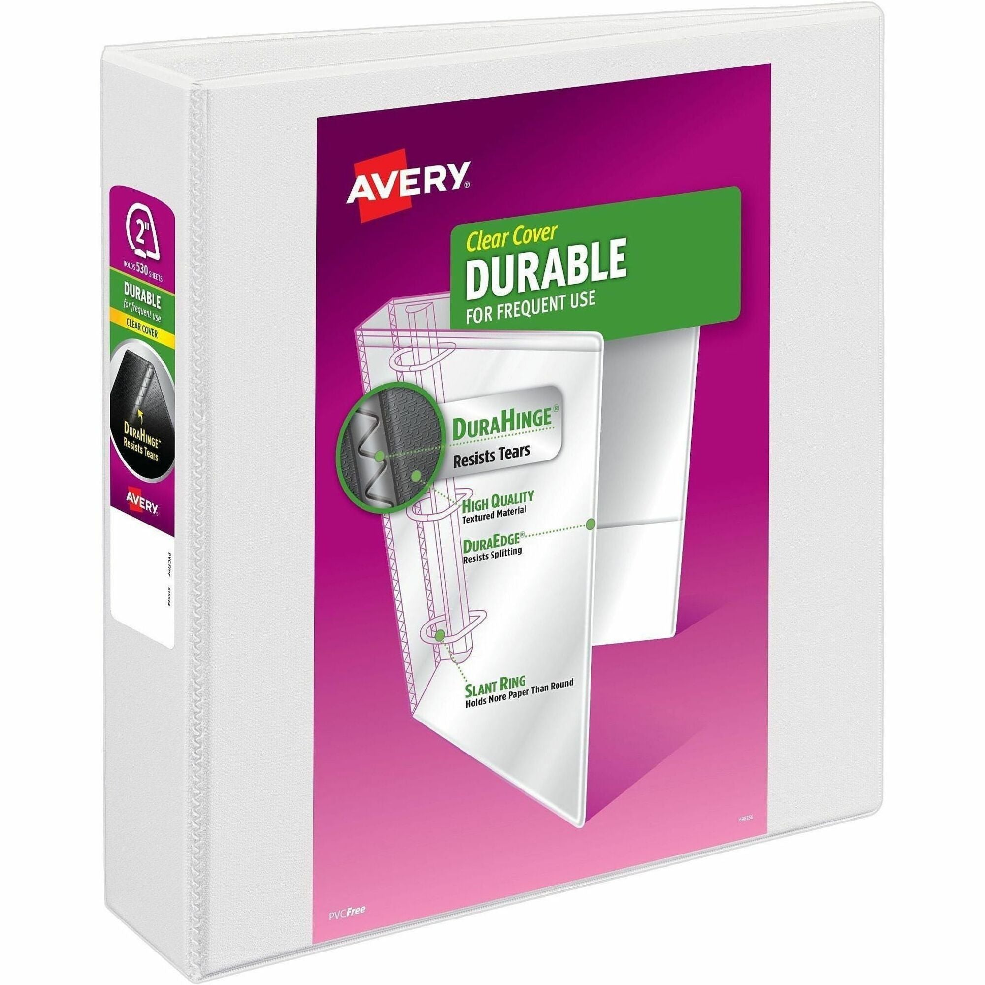 Avery&reg; Durable View Binder 2" , Slant D Rings, White