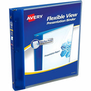 Avery Flexi-View 3 Ring Binder, 1/2" Capacity, Letter Size (8.5" x 11"), 100 Sheet Capacity, 3 Round Rings, Polypropylene, Blue, Flexible, PVC-free, Non-stick, Durable, Lightweight, 1 Each