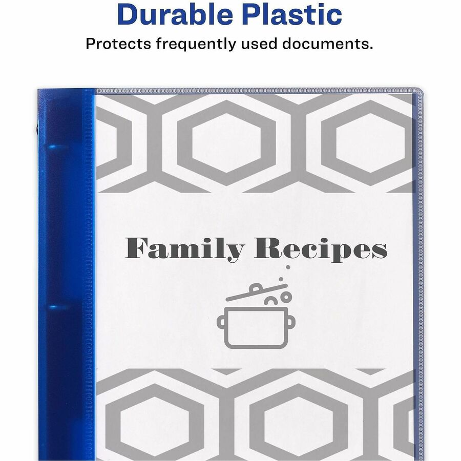 Avery Flexi-View 3 Ring Binder, 1" Capacity, Letter Size, 175 Sheet Capacity, 1 2/5" Spine, 3 Round Rings, Polypropylene, Blue, Flexible, Durable, Lightweight, Non-stick, PVC-free, 1 Each