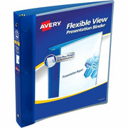 Avery Flexi-View 3 Ring Binder, 1" Capacity, Letter Size, 175 Sheet Capacity, 1 2/5" Spine, 3 Round Rings, Polypropylene, Blue, Flexible, Durable, Lightweight, Non-stick, PVC-free, 1 Each