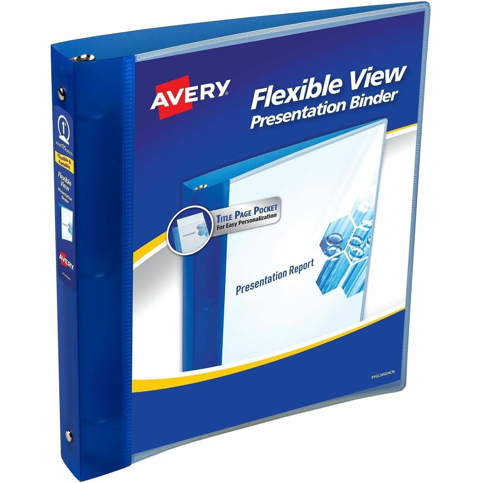 Avery Flexi-View 3 Ring Binder, 1" Capacity, Letter Size, 175 Sheet Capacity, 1 2/5" Spine, 3 Round Rings, Polypropylene, Blue, Flexible, Durable, Lightweight, Non-stick, PVC-free, 1 Each
