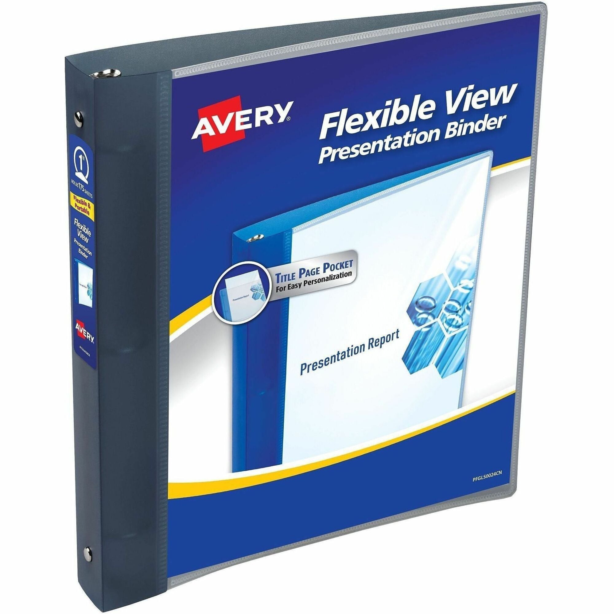 Avery&reg; Flexible View Binder, 1" Round Rings, 175-Sheet Capacity, Gray (17676)