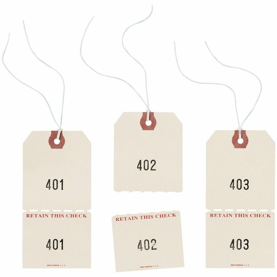 4.75" Length x 2.38" Width - Rectangular - 1 to 500 Print Serial - Twine Fastener - Paper - Manila - 500 / Box