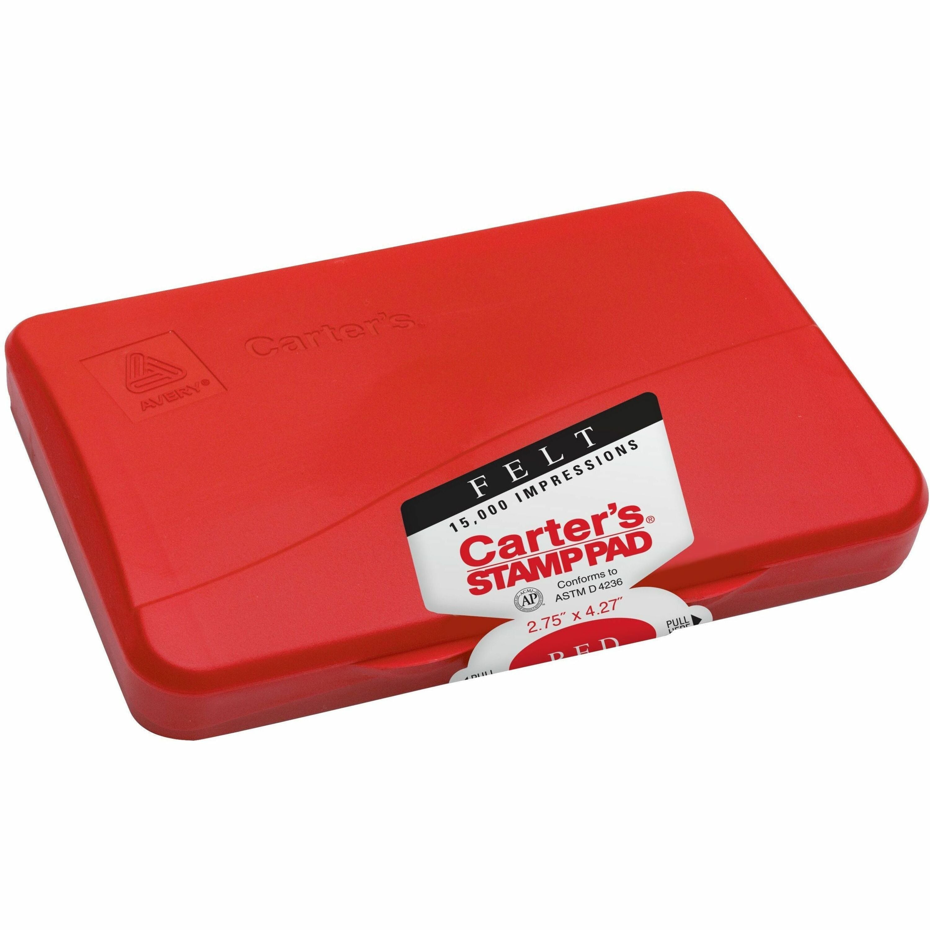 2.8" Width x 4.3" Length - Felt Pad - Red Ink - Red - 1 Each
