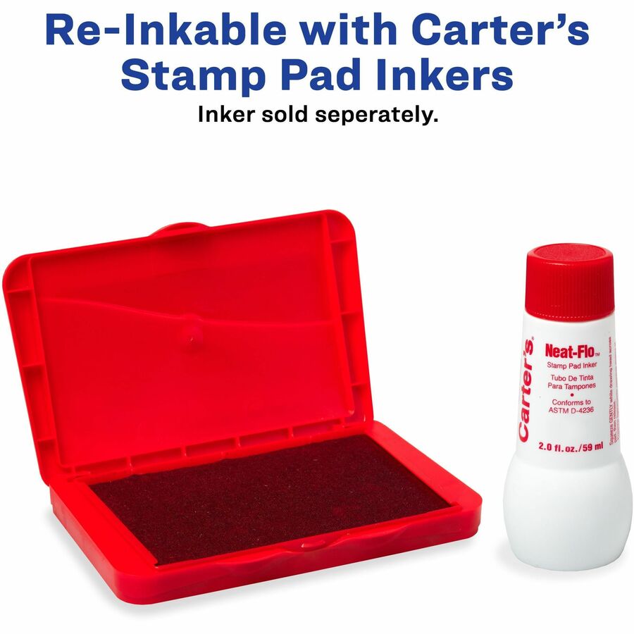 2.8" Width x 4.3" Length - Felt Pad - Red Ink - Red - 1 Each