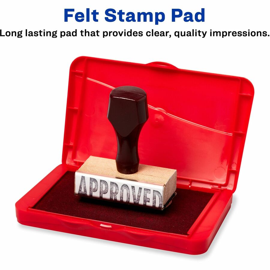 2.8" Width x 4.3" Length - Felt Pad - Black Ink - Black - 1 Each