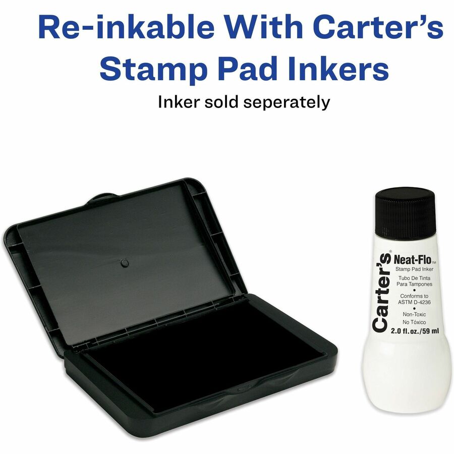 2.8" Width x 4.3" Length - Felt Pad - Black Ink - Black - 1 Each