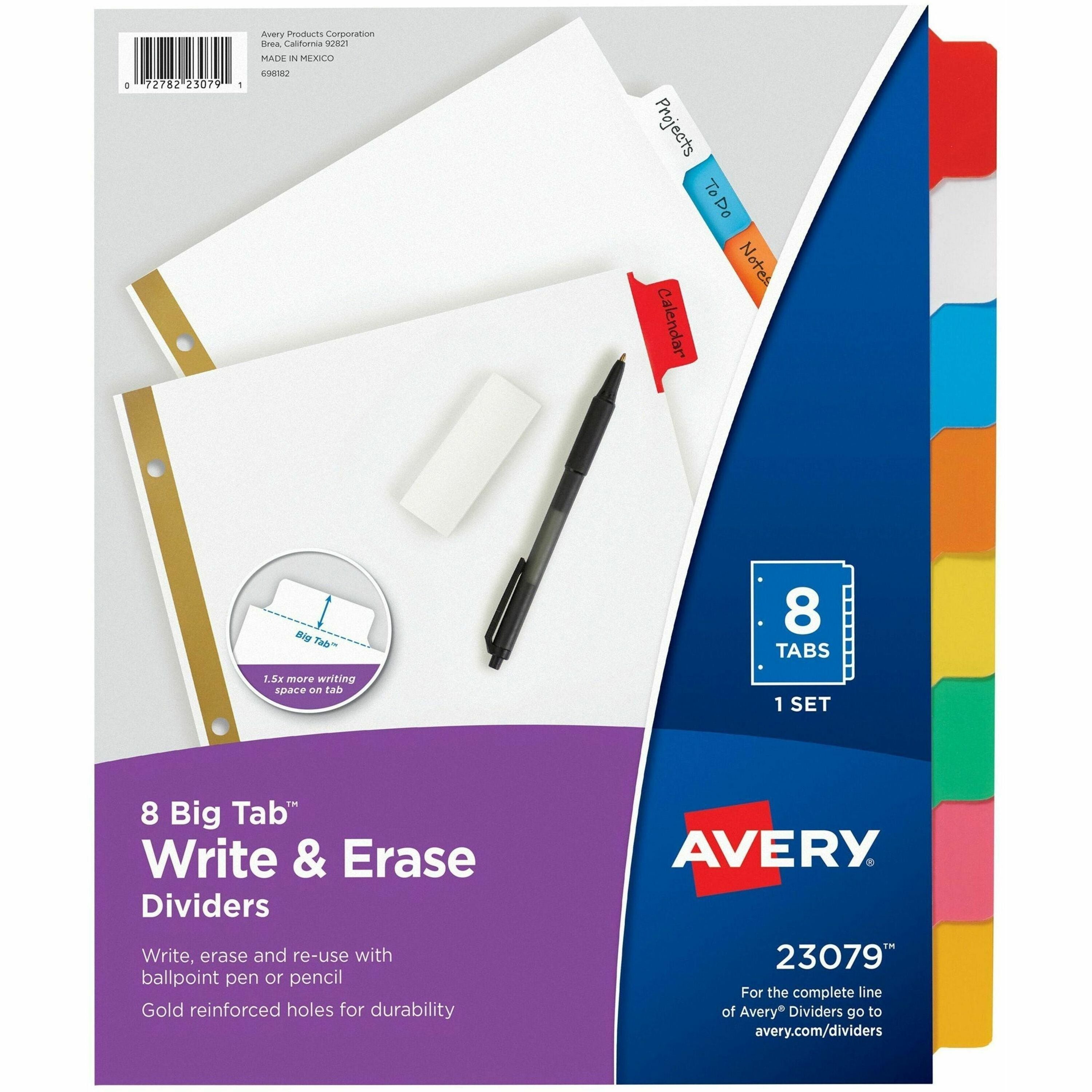 Avery&reg; Big Tab Write & Erase 8-Tab Dividers (23079)