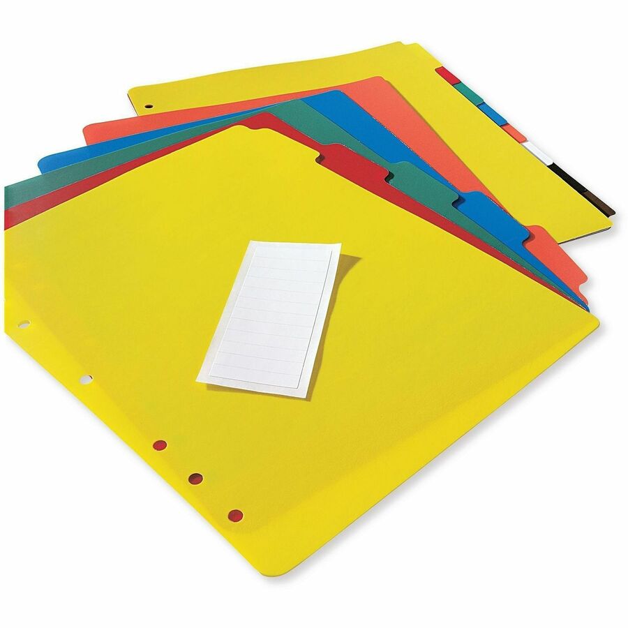 Avery&reg; Plastic Tab Dividers w/ White Labels - 5 x Divider(s) - 5 Tab(s) - 5 - 5 Tab(s)/Set - 8.5" Divider Width x 11" Divider Length - 7 Hole Punched - Self-adhesive - Multicolor Plastic Divider - Multicolor Plastic Tab(s) - 5 / Set