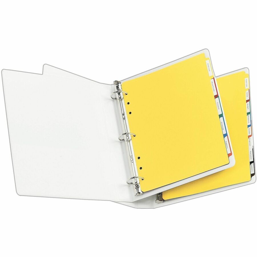 Avery&reg; Plastic Tab Dividers w/ White Labels - 5 x Divider(s) - 5 Tab(s) - 5 - 5 Tab(s)/Set - 8.5" Divider Width x 11" Divider Length - 7 Hole Punched - Self-adhesive - Multicolor Plastic Divider - Multicolor Plastic Tab(s) - 5 / Set