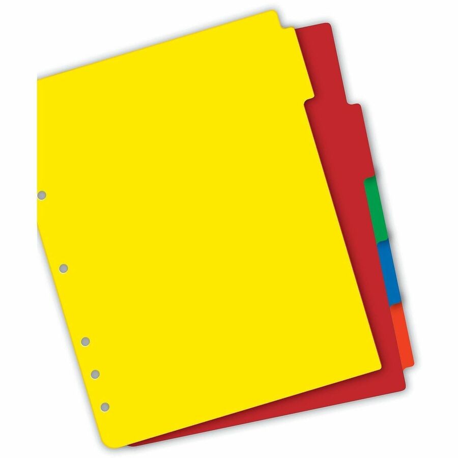 Avery&reg; Plastic Tab Dividers w/ White Labels - 5 x Divider(s) - 5 Tab(s) - 5 - 5 Tab(s)/Set - 8.5" Divider Width x 11" Divider Length - 7 Hole Punched - Self-adhesive - Multicolor Plastic Divider - Multicolor Plastic Tab(s) - 5 / Set