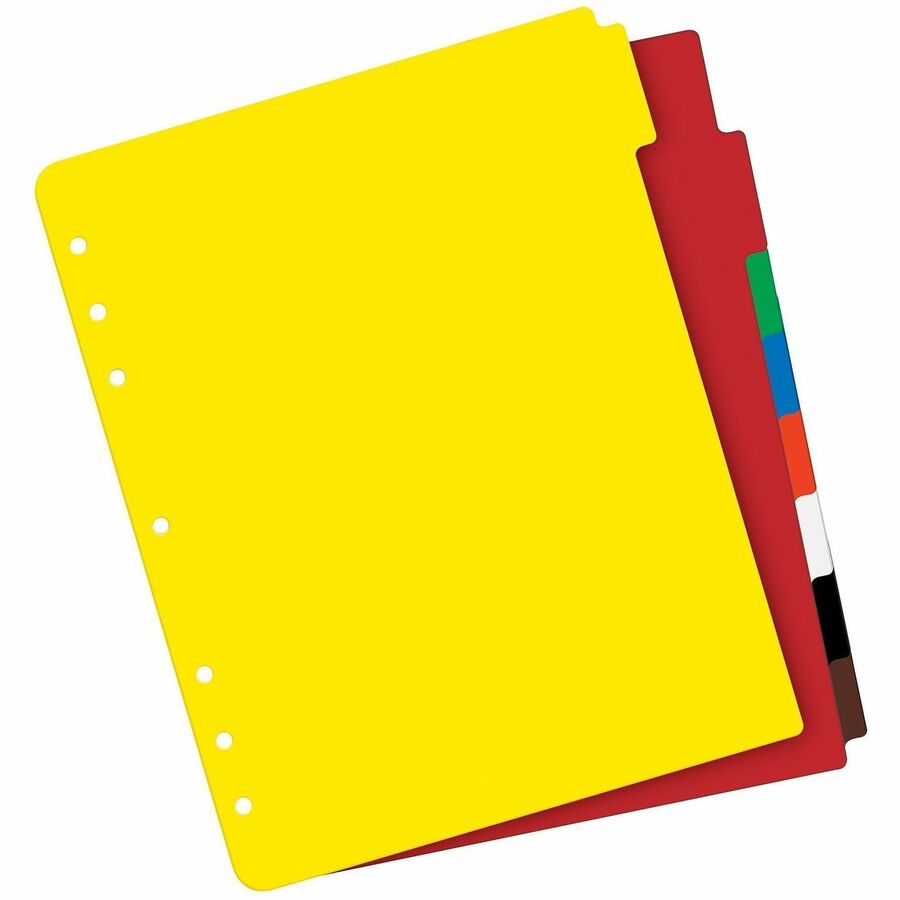 Avery&reg; Plastic Tab Dividers w/ White Labels - 8 x Divider(s) - 8 Tab(s) - 8 - 8 Tab(s)/Set - 8.5" Divider Width x 11" Divider Length - 7 Hole Punched - Self-adhesive - Multicolor Plastic Divider - Multicolor Plastic Tab(s) - 8 / Set