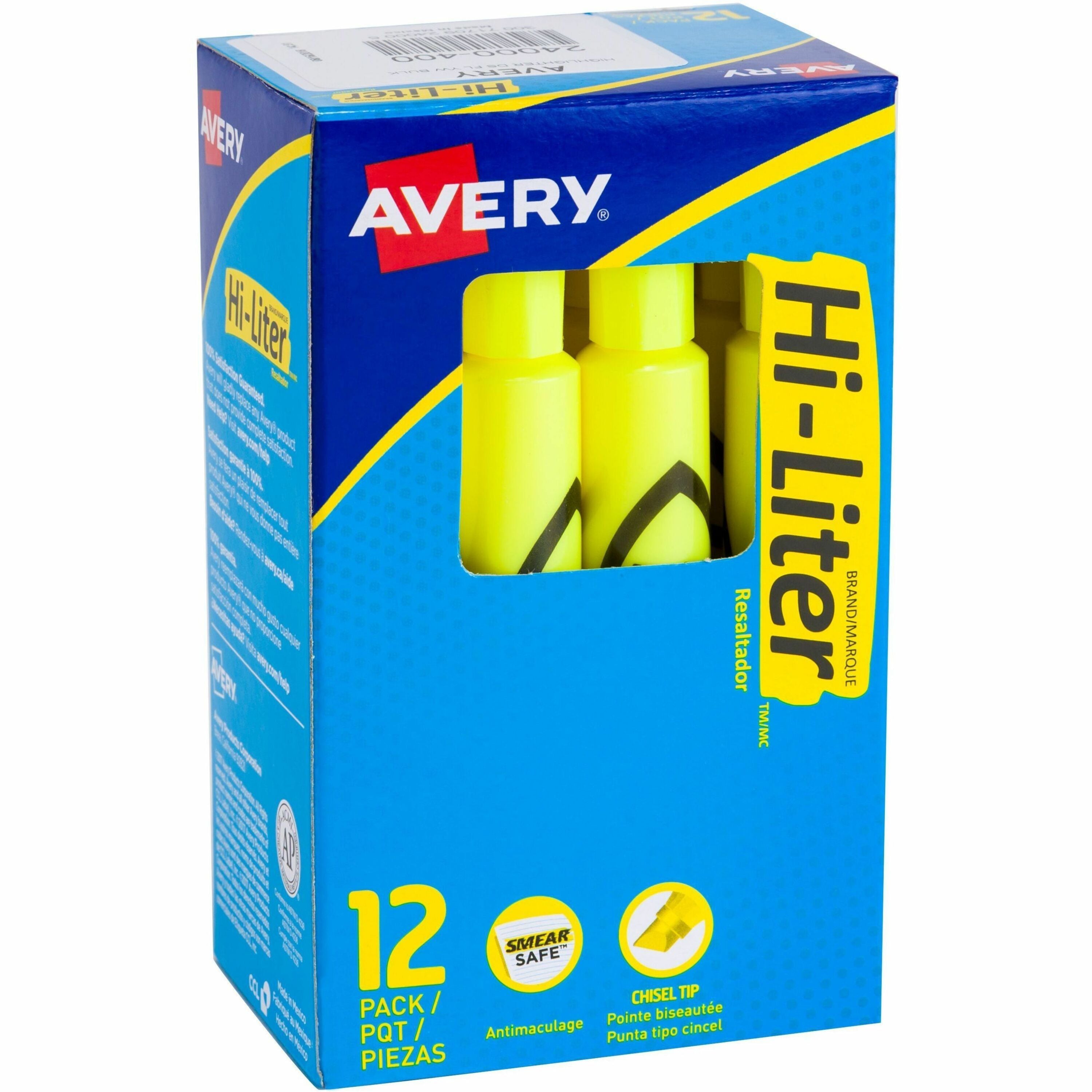 Chisel Marker Point - Washable - Fluorescent Yellow Ink - Water Based - Yellow Barrel - 1 Dozen