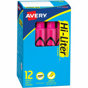 Chisel Marker Point - Refillable - Fluorescent Pink Ink - Water Based - Pink Barrel - 1 Dozen