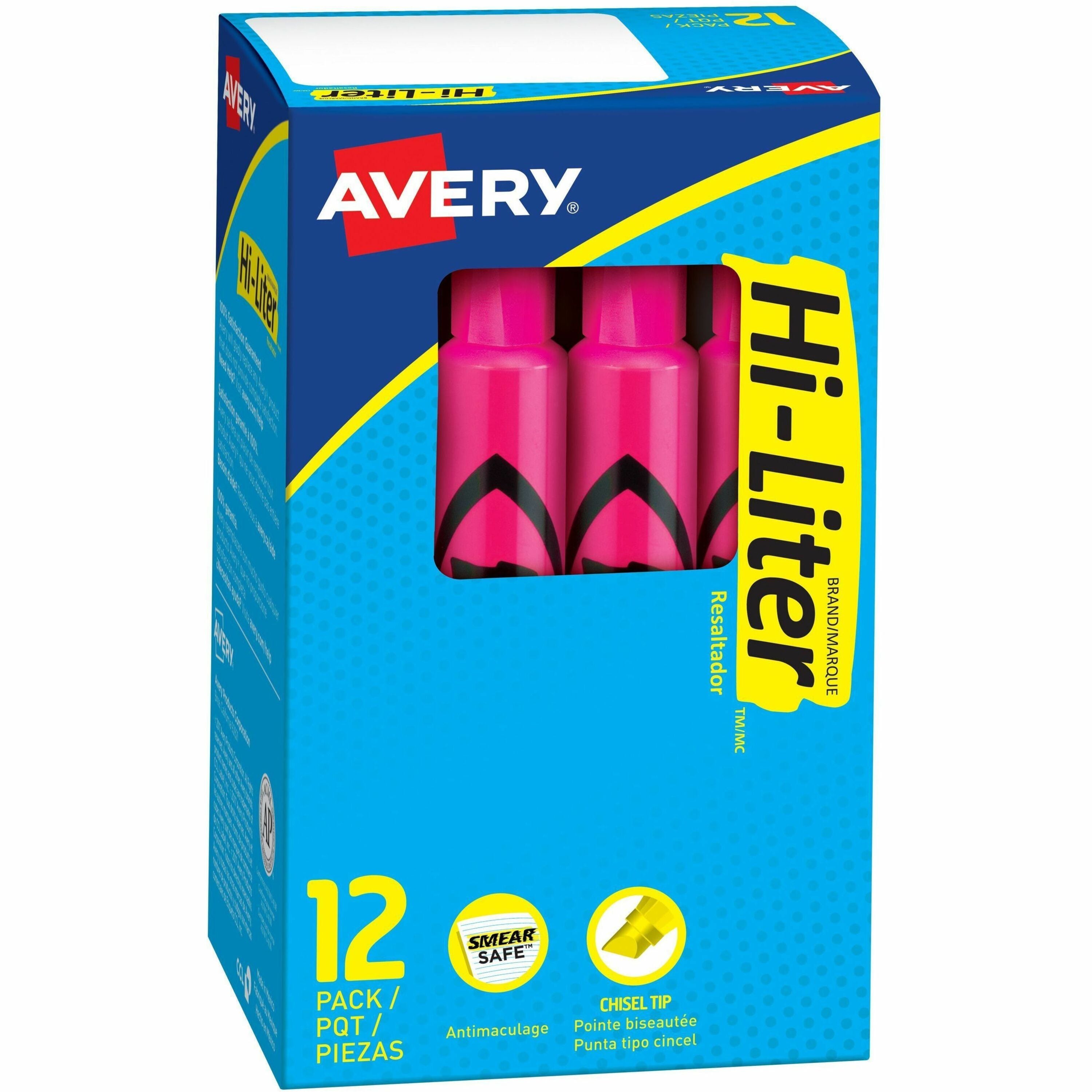 Chisel Marker Point - Refillable - Fluorescent Pink Ink - Water Based - Pink Barrel - 1 Dozen