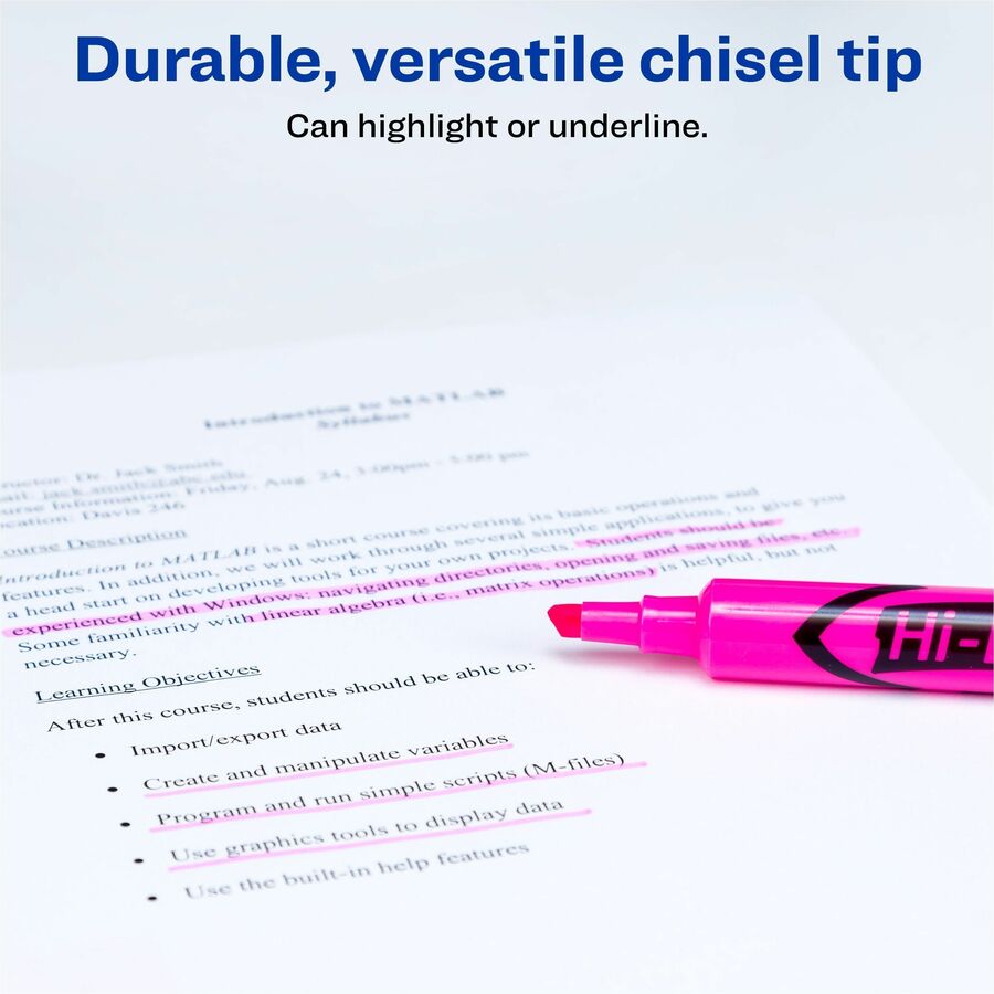 Chisel Marker Point - Refillable - Fluorescent Pink Ink - Water Based - Pink Barrel - 1 Dozen