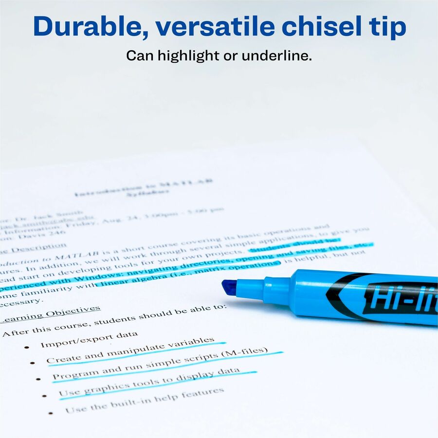 Chisel Marker Point - Fluorescent Blue Ink - Water Based - 1 Dozen