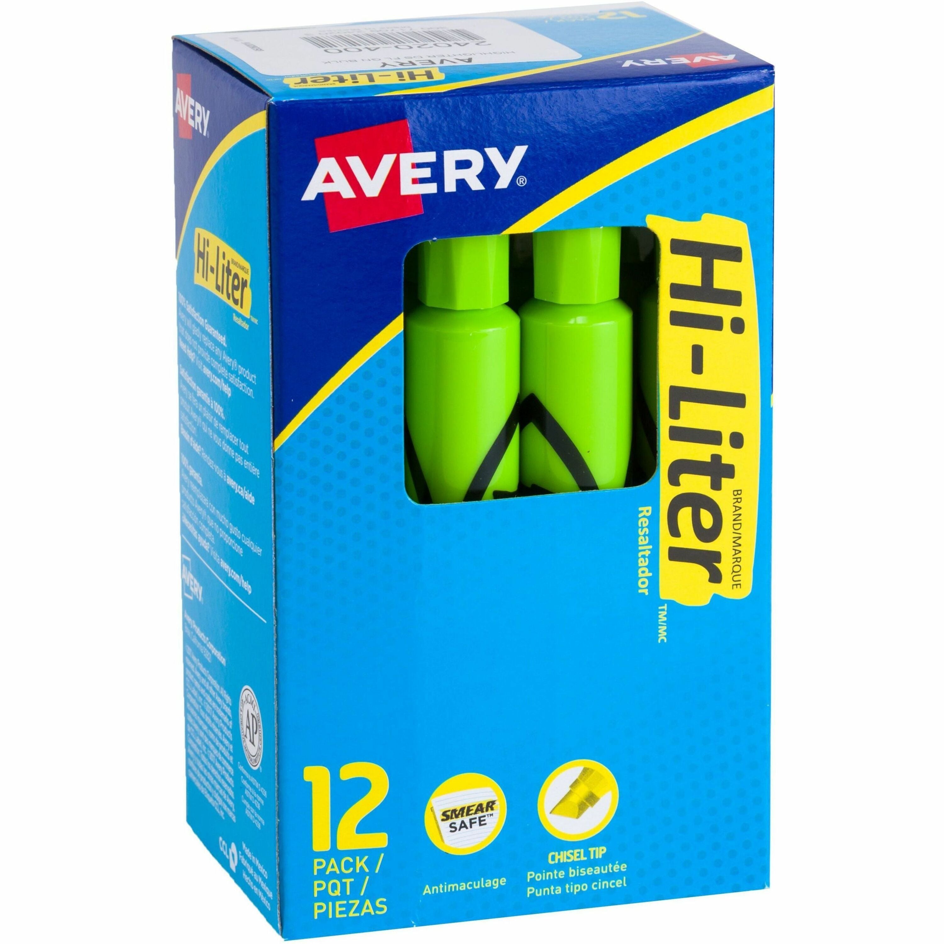 Chisel Marker Point - Refillable - Washable - Fluorescent Green Ink - Water Based - Green Barrel - 1 Dozen