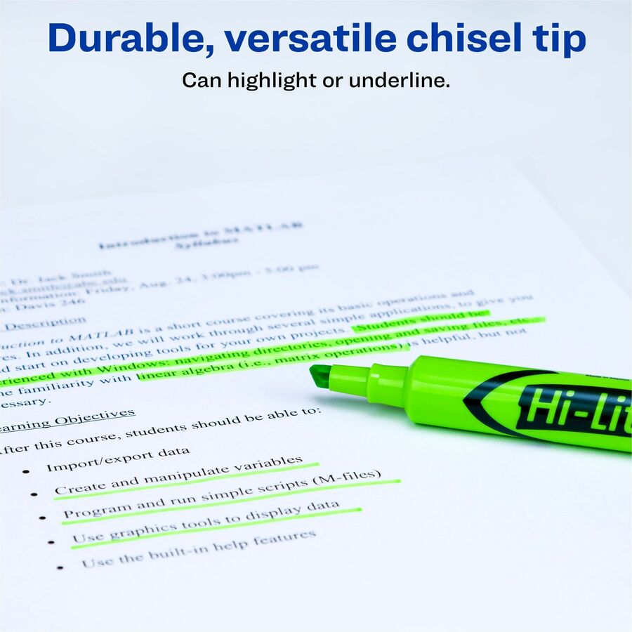 Chisel Marker Point - Refillable - Washable - Fluorescent Green Ink - Water Based - Green Barrel - 1 Dozen