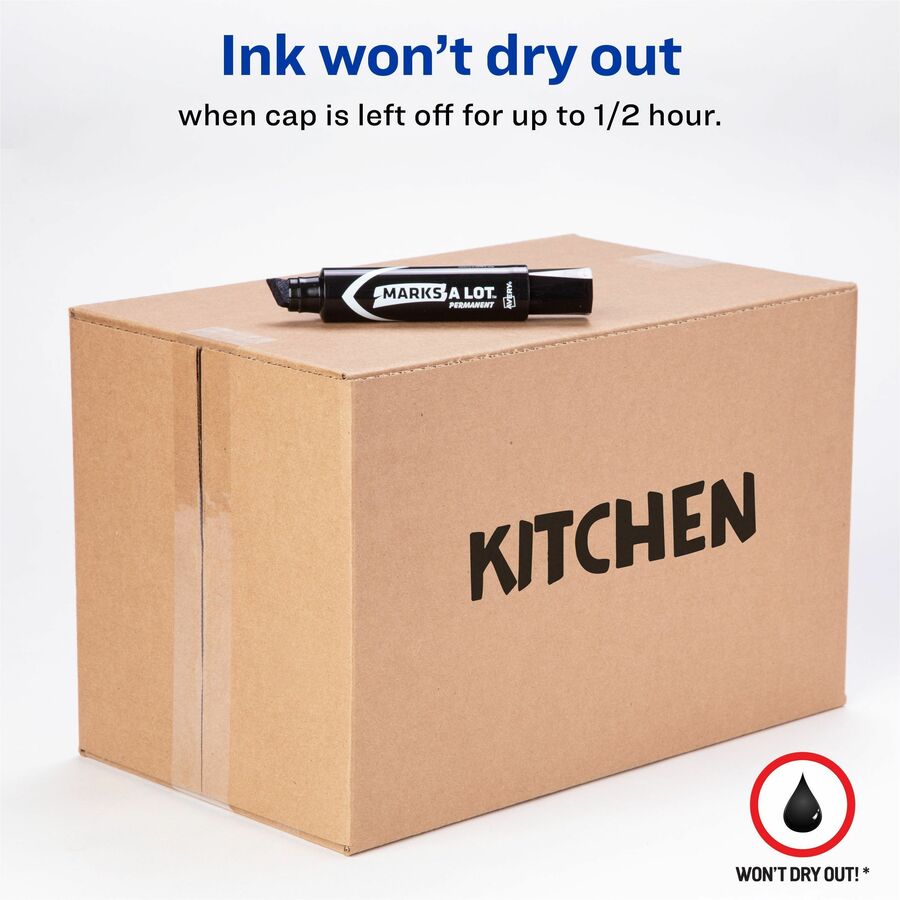 Chisel Marker Point - Black Ink - Black Barrel - 1 Dozen
