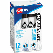 5 mm Chisel Marker Point - Erasable - Black Ink - Dry - Home, Classroom, School, Document, Writing, Office - 1 Dozen