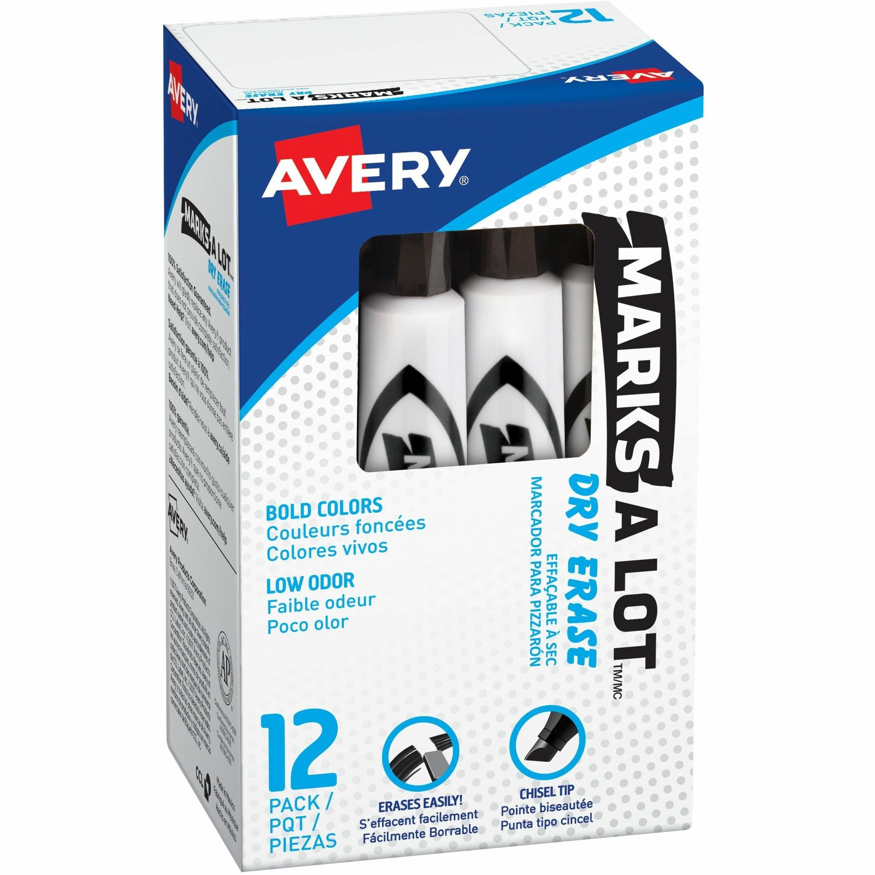 5 mm Chisel Marker Point - Erasable - Black Ink - Dry - Home, Classroom, School, Document, Writing, Office - 1 Dozen