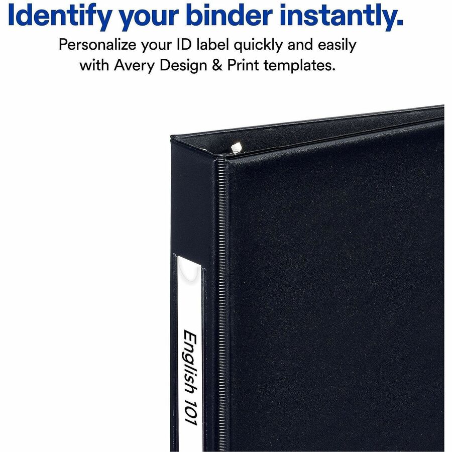 Avery&reg; Mini Durable Binder - 1" Binder Capacity - 8 1/2" x 5 1/2" Sheet Size - 175 Sheet Capacity - 3 Ring(s) - Fastener(s): Round Ring - Pocket(s): 2, Internal - Vinyl - Black - Gap-free Ring, Label Holder, Stacked Pocket, Rivet - 1 Each
