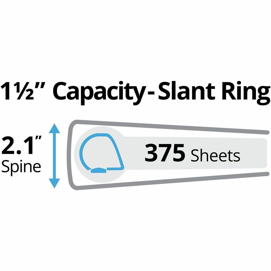 Avery Durable Binder, DuraHinge, 1.5" Slant D-Ring, 375 Sheet Capacity, Letter Size 8.5" x 11", 2 Internal Pockets, Blue, Recycled, 1 Each