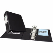 Avery&reg; Mini Durable Binder - 2" Binder Capacity - 8 1/2" x 5 1/2" Sheet Size - 375 Sheet Capacity - 3 Ring(s) - Fastener(s): Round Ring - Pocket(s): 2, Internal - Vinyl - Black - Gap-free Ring, Label Holder, Stacked Pocket, Rivet - 1 Each