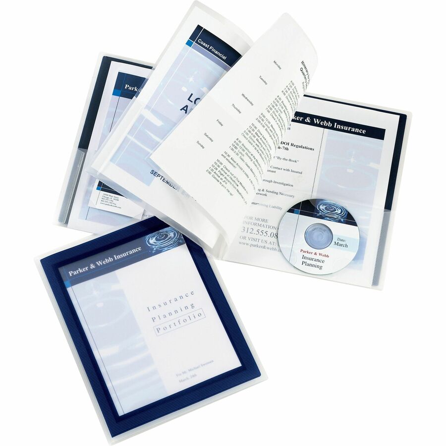 8 1/2" x 11" - 150 Sheets Capacity - 6 Internal Pocket(s) - Polypropylene - Navy Blue - Non-stick, CD Holder, Durable - 1 Each