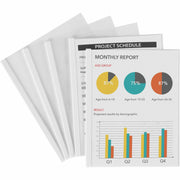 1/8" Folder Capacity - 20 Sheets Capacity - Poly - White, Clear - Non-stick - 50 / Box