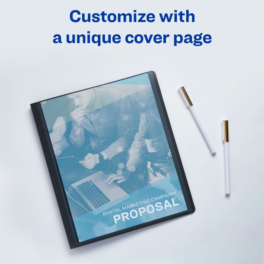 Avery&reg; Letter Report Cover - 1/2" Folder Capacity - 8 1/2" x 11" - 50 Sheets Capacity - 3 Fastener(s) - Polypropylene - Clear, Gray - Clear Overlay, Lay Flat, Non-stick, Durable - 1 Each