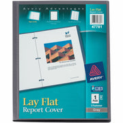 Avery&reg; Letter Report Cover - 1/2" Folder Capacity - 8 1/2" x 11" - 50 Sheets Capacity - 3 Fastener(s) - Polypropylene - Clear, Gray - Clear Overlay, Lay Flat, Non-stick, Durable - 1 Each