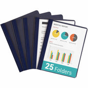 Avery&reg; Letter Report Cover - 8 1/2" x 11" - 20 Sheets Capacity - 3 x Double Prong Fastener(s) - 1/2" for Folder - Metal, Polypropylene - Dark Blue - 0% Recycled - 25 / Box